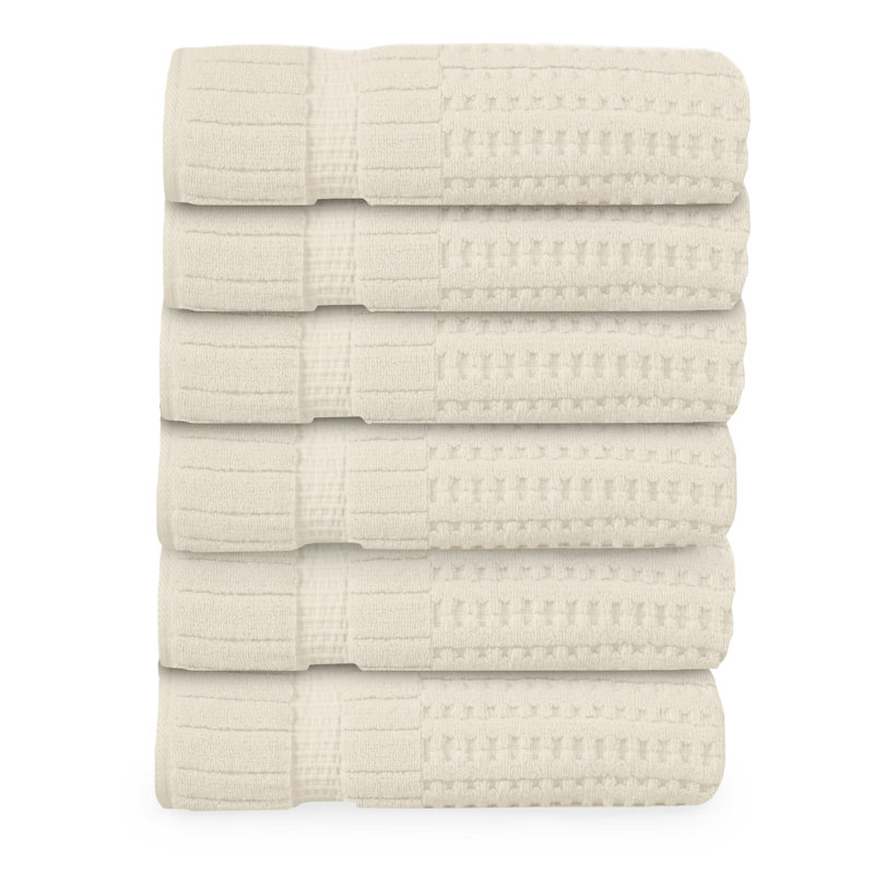 Willow 6 Pieces Towel Set – 100% Combed Cotton, Premium Quality 630 GSM, Ivory, Ultra-Soft & Highly Absorbent (6 Bath Towels)