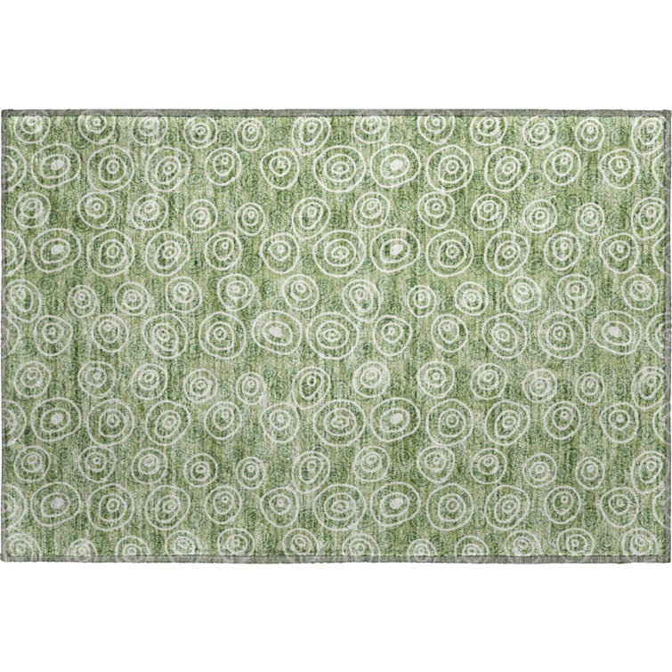 Premium Machine Washable Prisco Green Rug