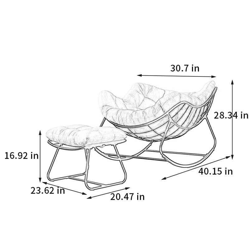 Chaise berçante Lazy Home, Noir, Blanc