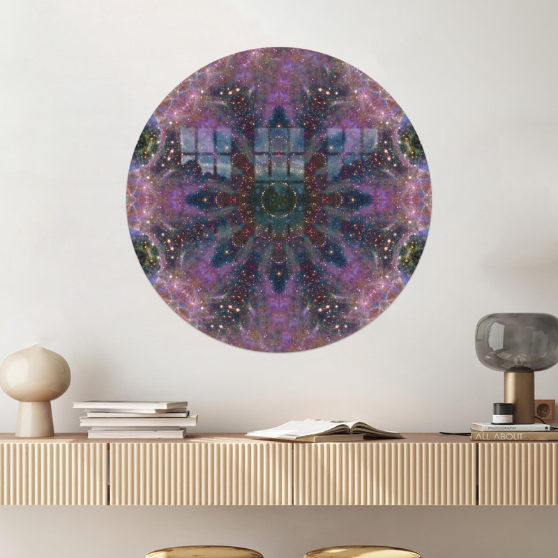 Art mural moderne en verre Mandala moderne pour décoration de chambre minimaliste, H 9,1 po x l 14,2 po
