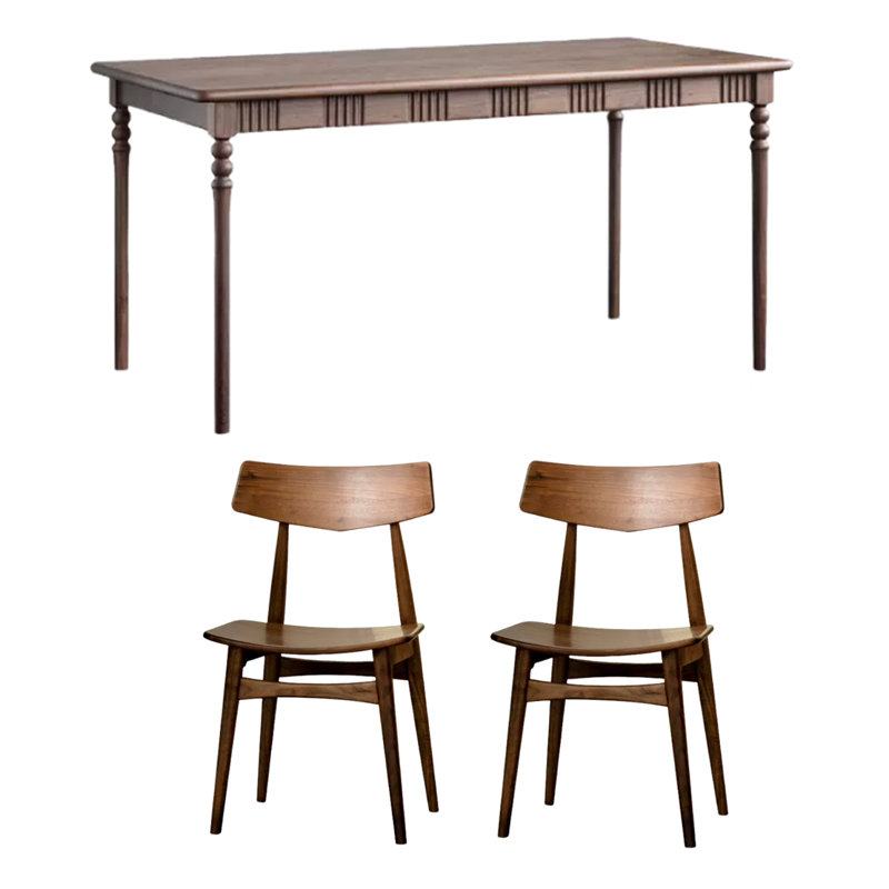 Rectangular 59'' L x 31.49'' W Dining Set, Ensemble de salle à manger 3 pièces