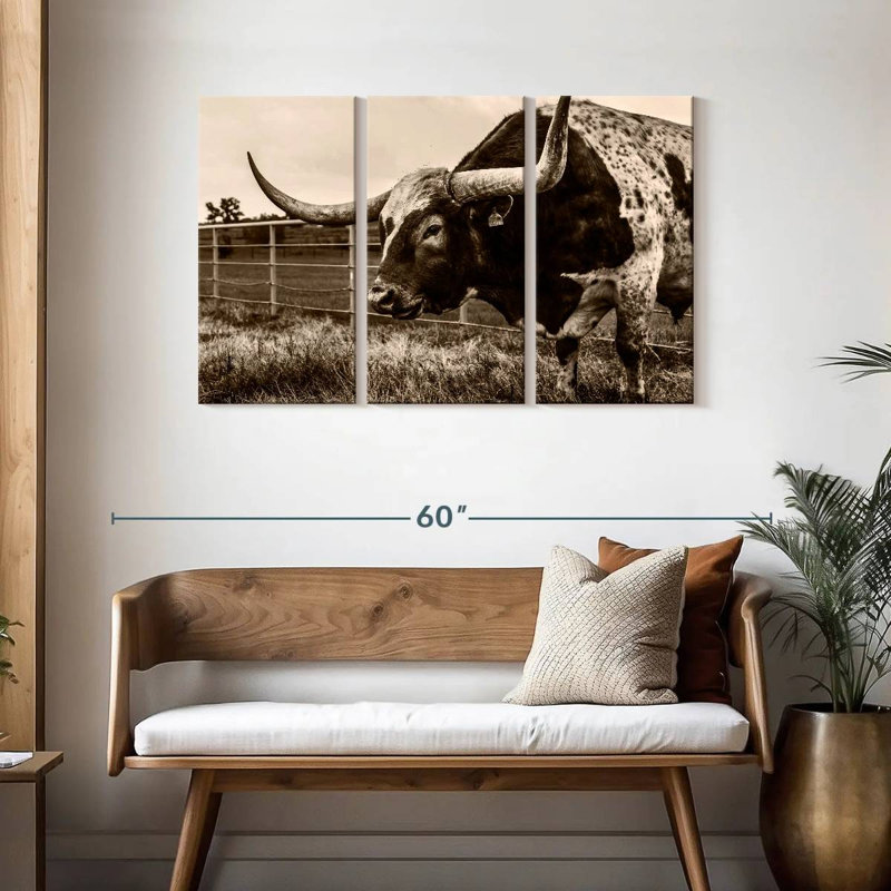 Sepia Longhorn, 28" H x 45" W