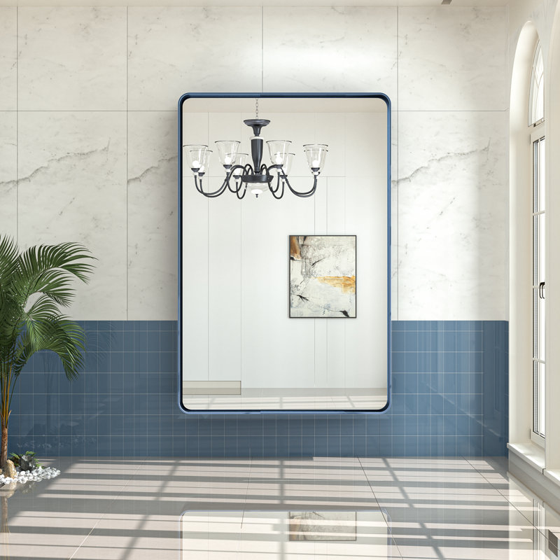 Miroir d'appoint Tyro, 60 po x 40 po, Bleu, Rectangulaire