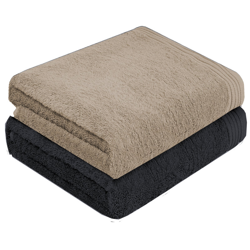 Lorena Midweight Bath Sheet, Black/Sand