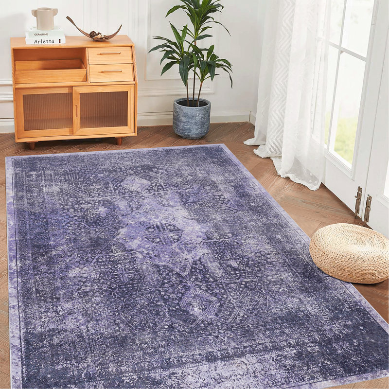 Area Rug 6X9, Washable Rug, Low-Pile, Non-Slip, Non-Shedding, Foldable, Kid & Pet Friendly - Area Rugs For Living Room, Bedroom, Kitchen (Anthracite, 6' X 9')