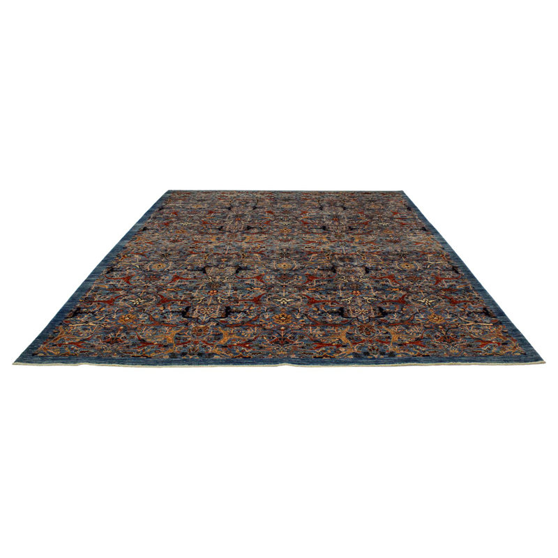 Tapis traditionnel 9 x 12 bleu et multicolore Anatolian