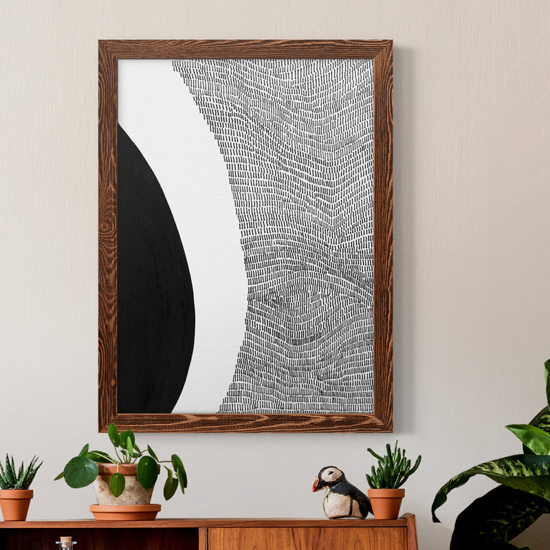 «Black and White Abstract II», cadre photo, impression sur toile, Érable encadré, H 31 po x l 44 po x P 1 po