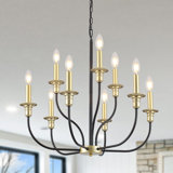Marsheela 9 - Light 2 Tier Candle Style Farmhouse Chandelier for Stairs, Entryway, Foyer and Office