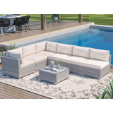 7 Piece Rattan Sectional Seating Group With Cushions