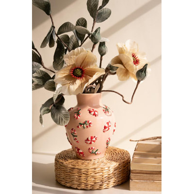 Vase en céramique avec détails menthe poivrée
