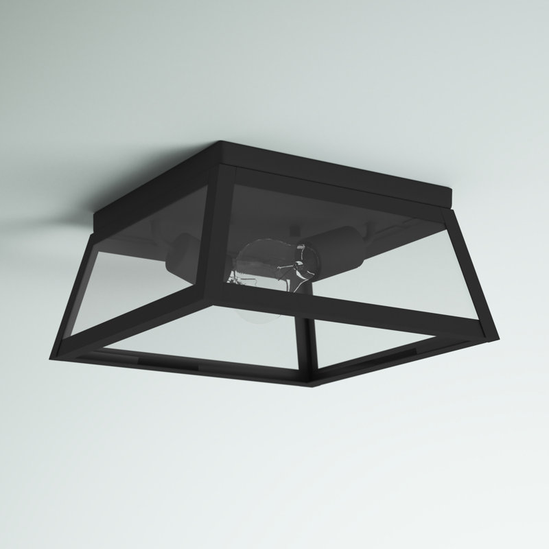 Black Glass 2-Light Outdoor Flush Mount