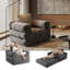 Foldable Corduroy Floor Convertible Chair with Adjustable Armrests - Convertible Sleeper Chair - Grey