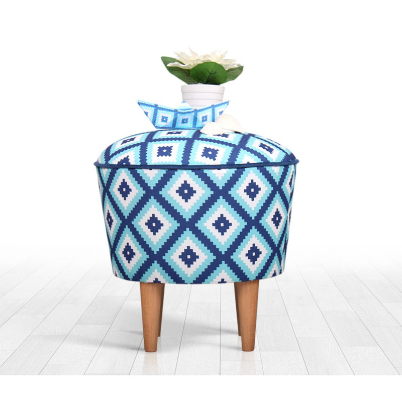 Parkstone 42cm Wide Round Geometric Footstool Ottoman
