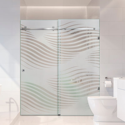 64 In W x 80 In H Bathtub Glass Sliding Shower Door