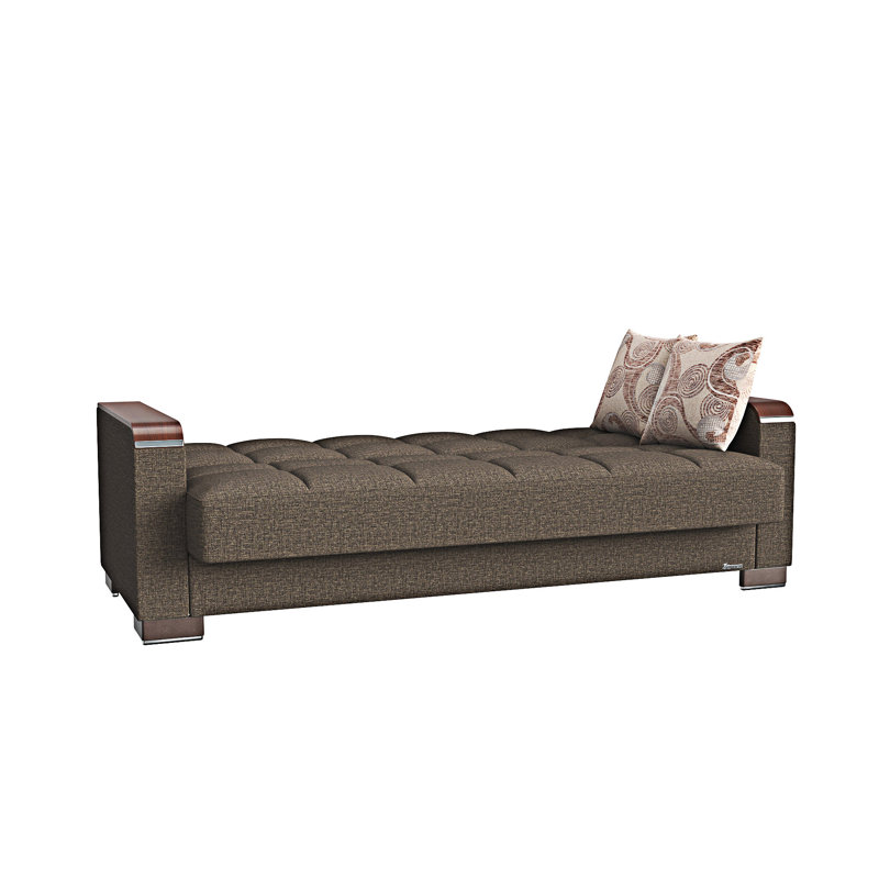 Canapé-lit rembourré convertible avec rangement, Chenille brun