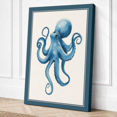 Blue Octopus Modern - Wrapped Canvas