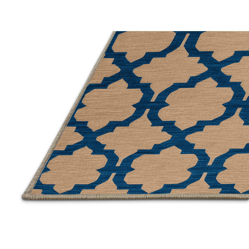 Tapis beige en treillis lavable à la machine, Rectangulaire 8 pi x 10 pi