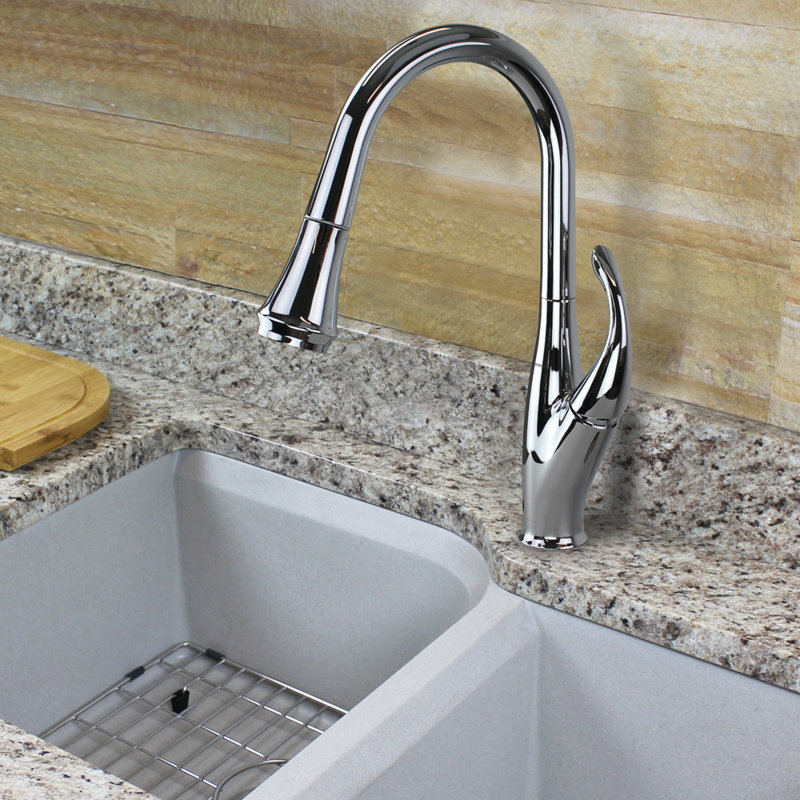 Transolid Layla Pull Out Kitchen Faucet, Polished Chrome