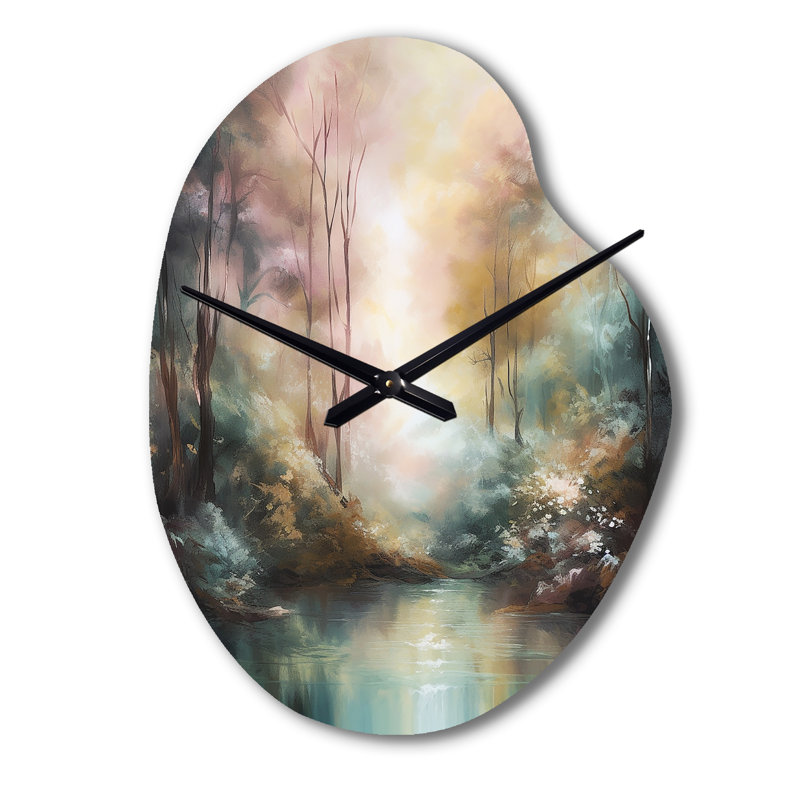 Whimsical Stream - Pear Shape Unique Mountains Wall Clock, Small