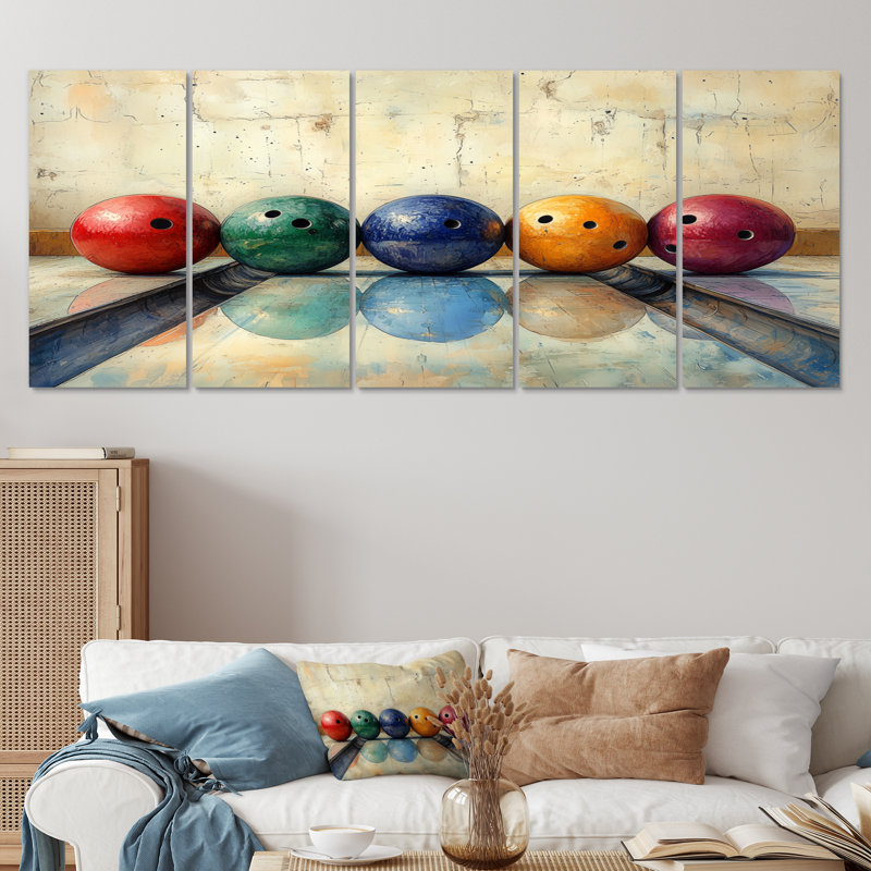 «Bowling Ball Beauty I» - ensemble d'art mural en toile, H 28 po x l 60 po