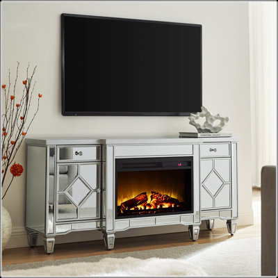 Meuble télé, meuble télé avec foyer en argent Flash