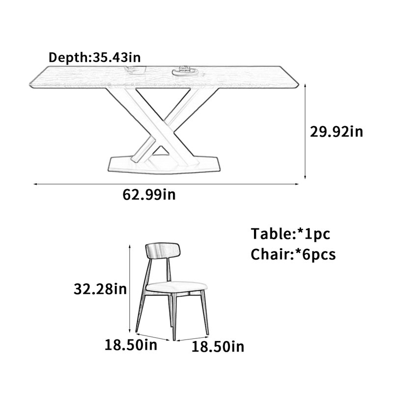 Table de salle à manger en bois de noyer noir, H 29,92 po x L 62,99 po x l 35,43 po