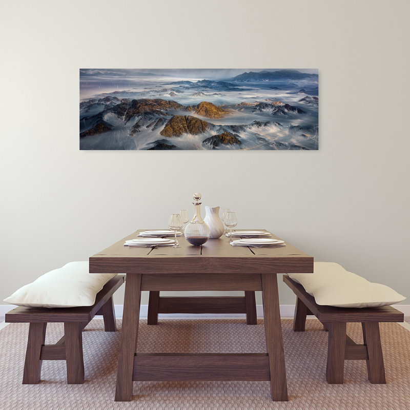 Tempête au-dessus de pics désertiques, paysage contemporain abstrait, art mural montagne, H 48 po x l 16 po