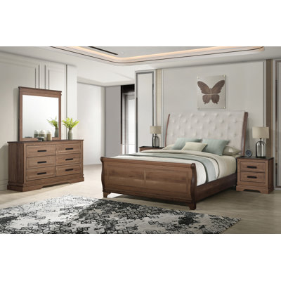 Wallasey 5Pc Wood C King Bedroom Set W 2 Ns In Pecan