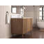 Meuble-lavabo sur pied moderne Tennant Brand de 48 pouces, couleur chêne chaud brun fumé, lavabo simple, comptoir en quartz blanc, entièrement assemblé