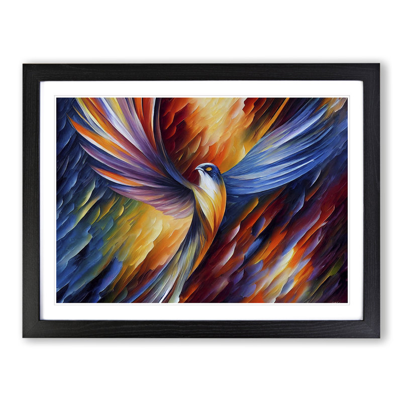 XH1022-6909X Phoenix Bird Vol.2 - Single Picture Frame Painting, Black Framed, 46cm H x 64cm W x 2cm D