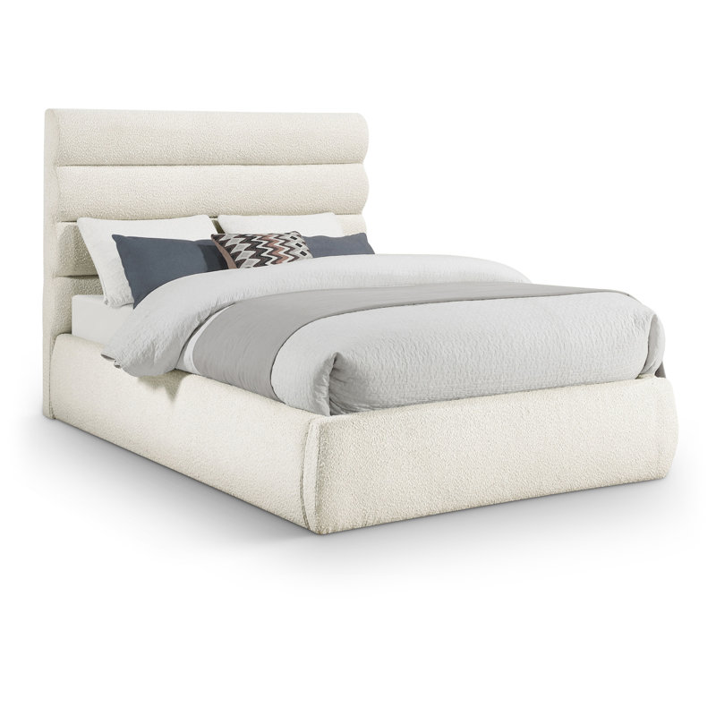 Adam Boucle Fabric Bed, Cream Boucle Fabric, Full