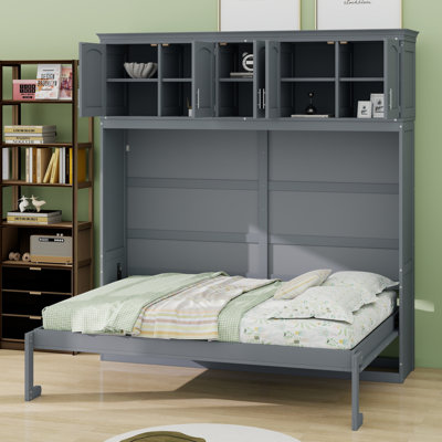 Lit escamotable mural Murphy avec armoires suspendues, rangement peu encombrant
