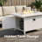 43" Aluminum Rectangular Propane Fire Pit Table with Wind Guard & Cover, White-14634069