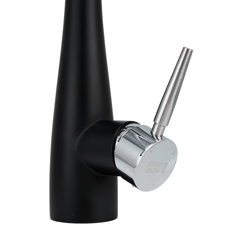 Belfry Kitchen Pull Out Kitchen Faucet, Black/Silver