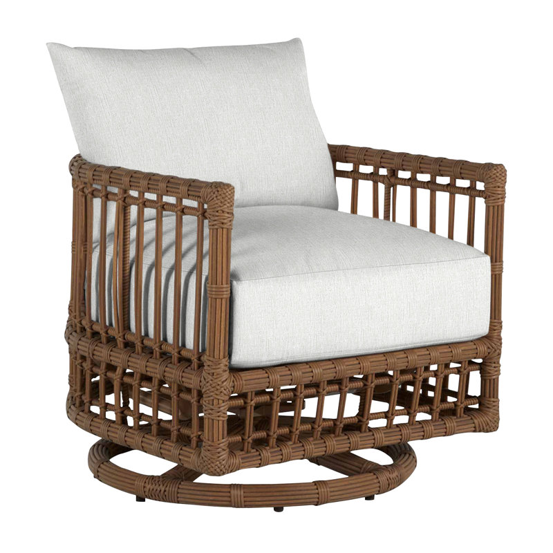 Newport Swivel Patio Chair with Cushions, No Welt, Bali Pearl