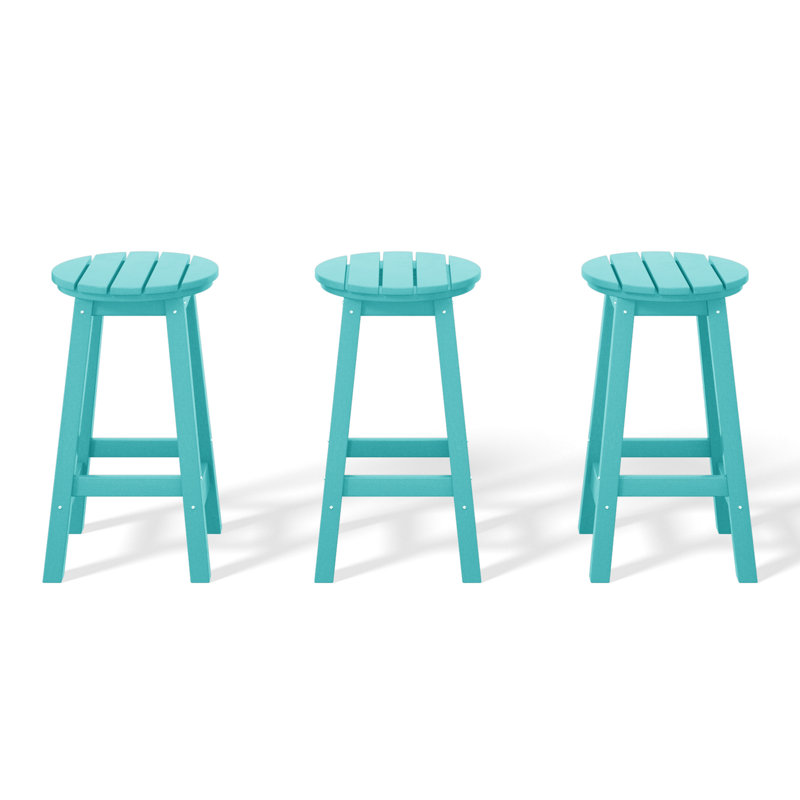 Tabouret de comptoir rond 24 po Laguna (ensemble de 3), Bleu sarcelle