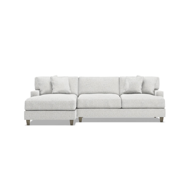 2-Piece Mila Fabric Sectional, Left Hand Facing, White Polyester, 33.5" H x 101" W x 61" D