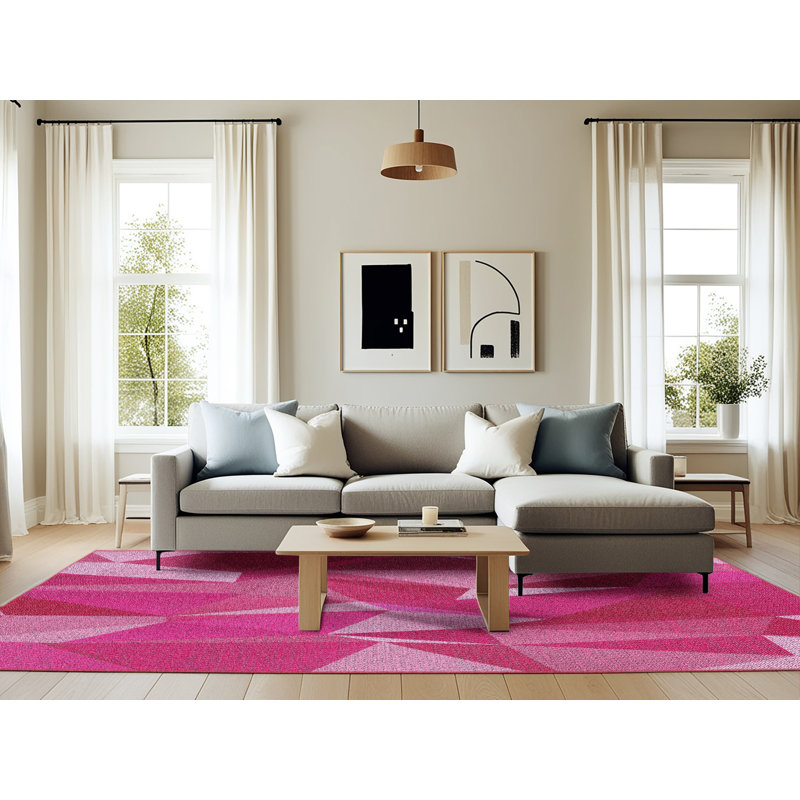 Tapis rose tissé à la machine, Rectangle 6 pi x 9 pi
