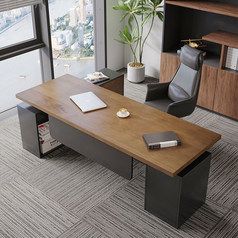 Walnut Rectangular Solid Wood desks, 29.53" H x 62.99" W x 27.56" D, Right Hand Return