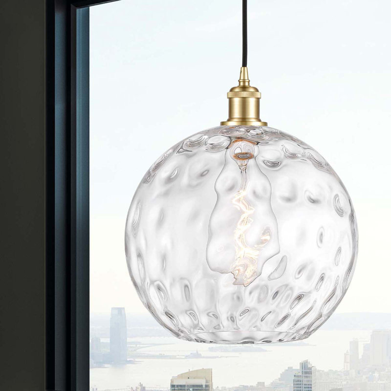 Roxane 1-Light Dimmable Steel Single Pendant , No Bulb Included, 15" H x 12" W x 12" D, Satin Gold