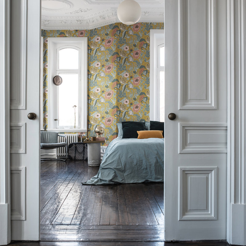 Bryanna 10.05m x 53cm Matte Wallpaper Roll, Yellow