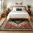 Southwestern Inspired Area Rug with Geometric Medallion Pattern, Vintage Tribal Style Rug for Living Room, Bedroom and Dining Room-1729057289