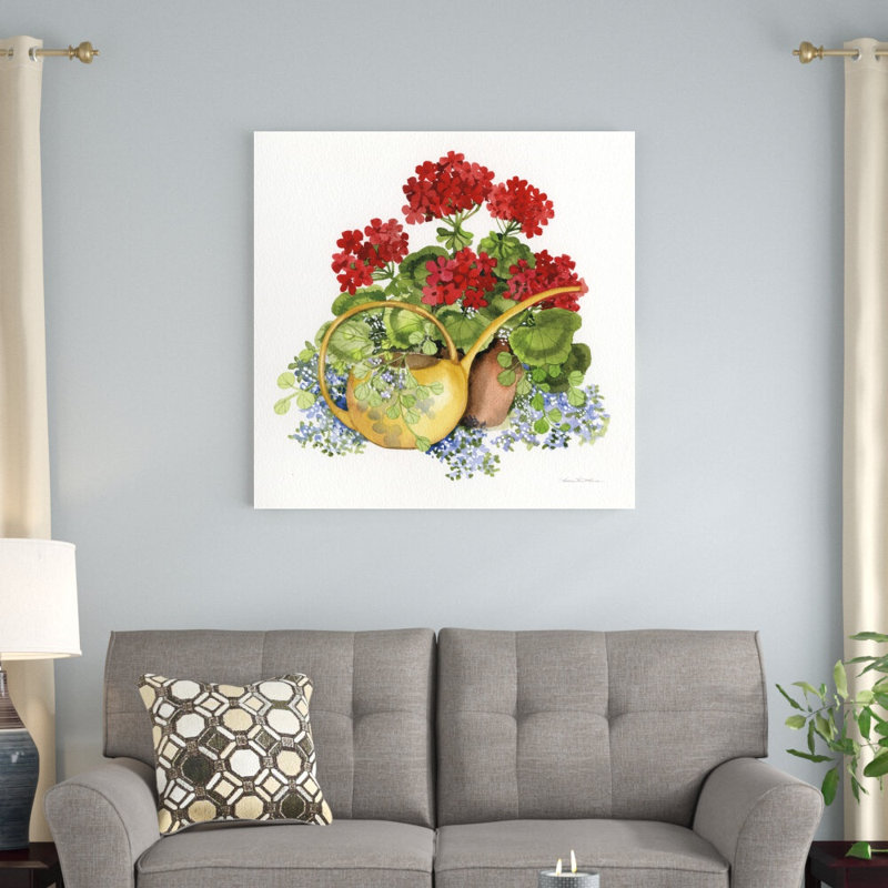 «Geranium Tea IV» par Kathleen Parr McKenna, reproduction d'art sur toile tendue, H 36 po x l 36 po