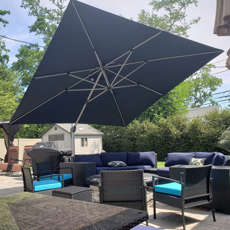 Myrtille 3.6m Square Cantilever Parasol Umbrella, Grey