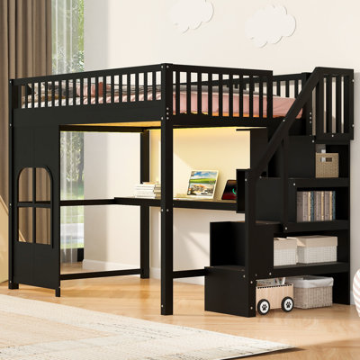 Lit mezzanine avec DEL, USB et fenêtre