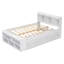 Lit double avec tête de lit bibliothèque, tiroirs de rangement sous le lit et étui de rangement pour bout de lit, blanc-1228034635
