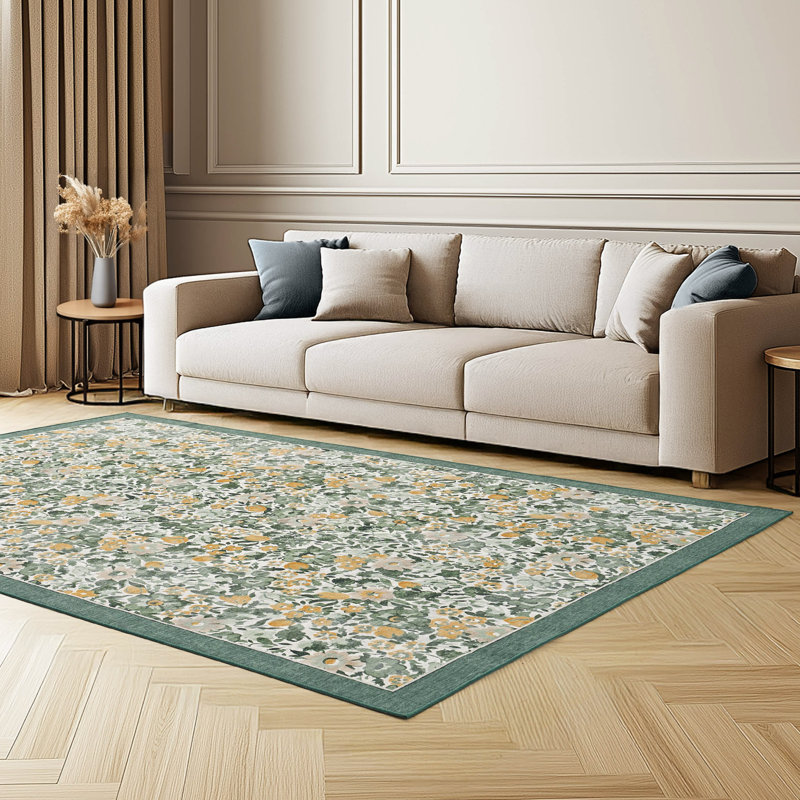 Laura Ashley Loveston Machine Washable Imagine Printed Chenille Rugs 1-Piece, Rectangle 5' x 7'