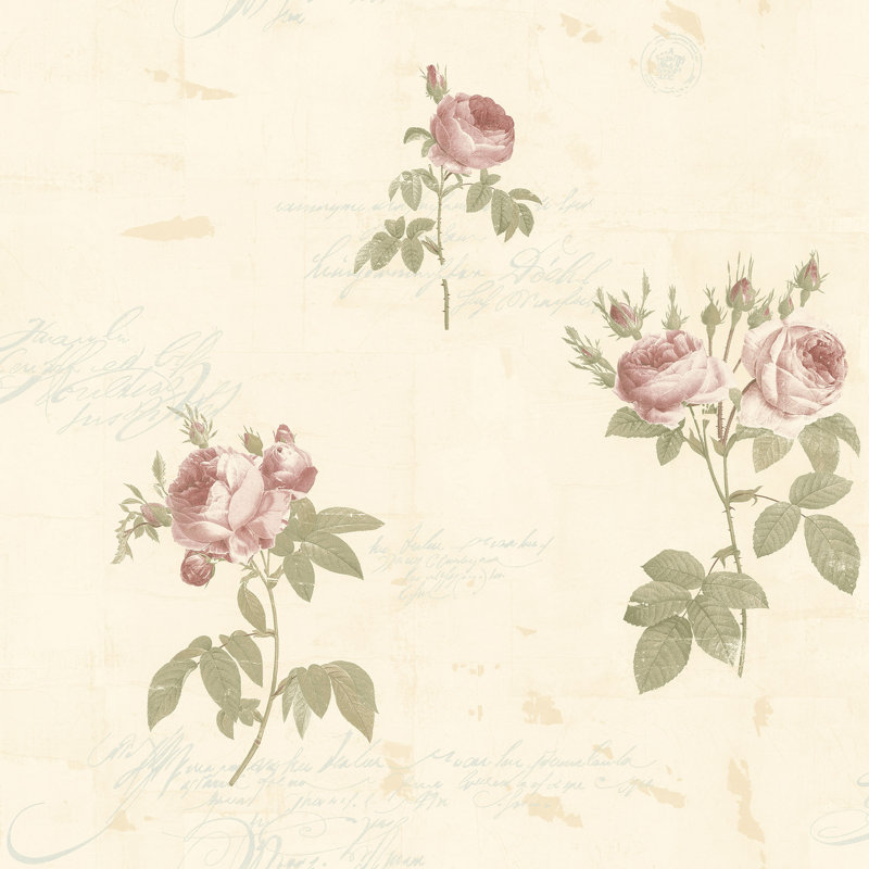 Aubrie 10m x 53cm Matte Wallpaper Roll, Cream/Pink