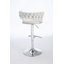 Ensemble de 2 tabourets de bar, avec repose-pieds chromé et base pivotante à hauteur réglable en velours + tabouret de bar simple à pieds chromés - Crème-767959185