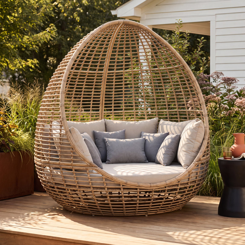 Kristo Zaire 69" Wide Outdoor Patio Daybed with Cushions